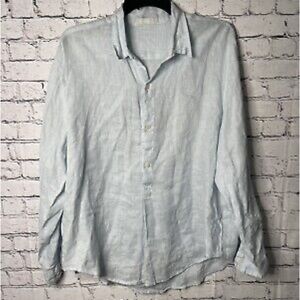 CP Shades Shirt Medium M Baby Blue 100% Linen Button Up Tunic Top USA (T2)